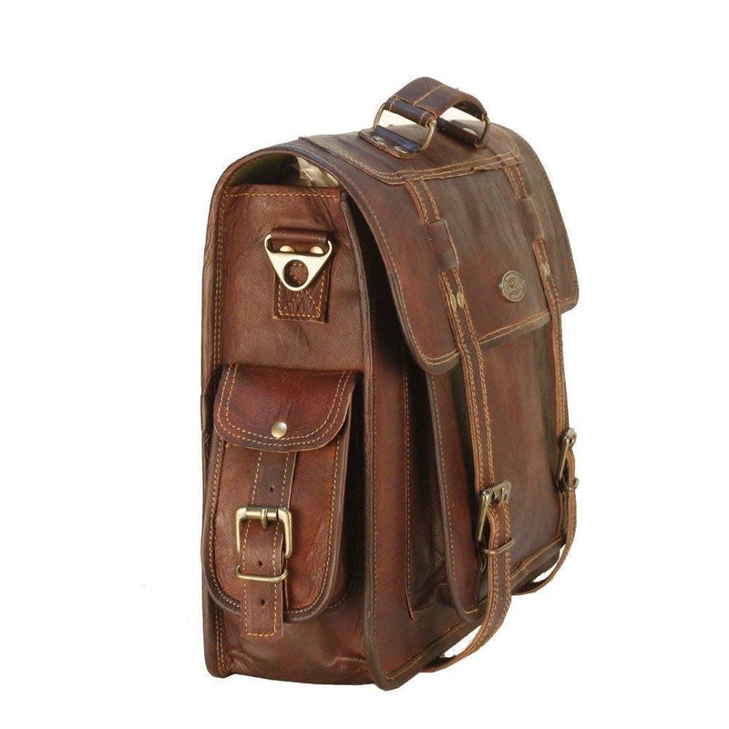 HULSH Leather Laptop Bags for Men Full Grain Leather Messenger Bag Leather Briefcase Computer Satchel Crossbody Shoulder Bag (Extra-Large) - Image 4